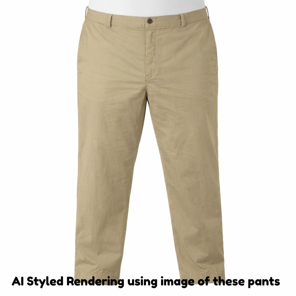 HILTL Men's 38x28 (Inseam Adj.) Lightweight Fabric Khaki Flat Front Chino Pants